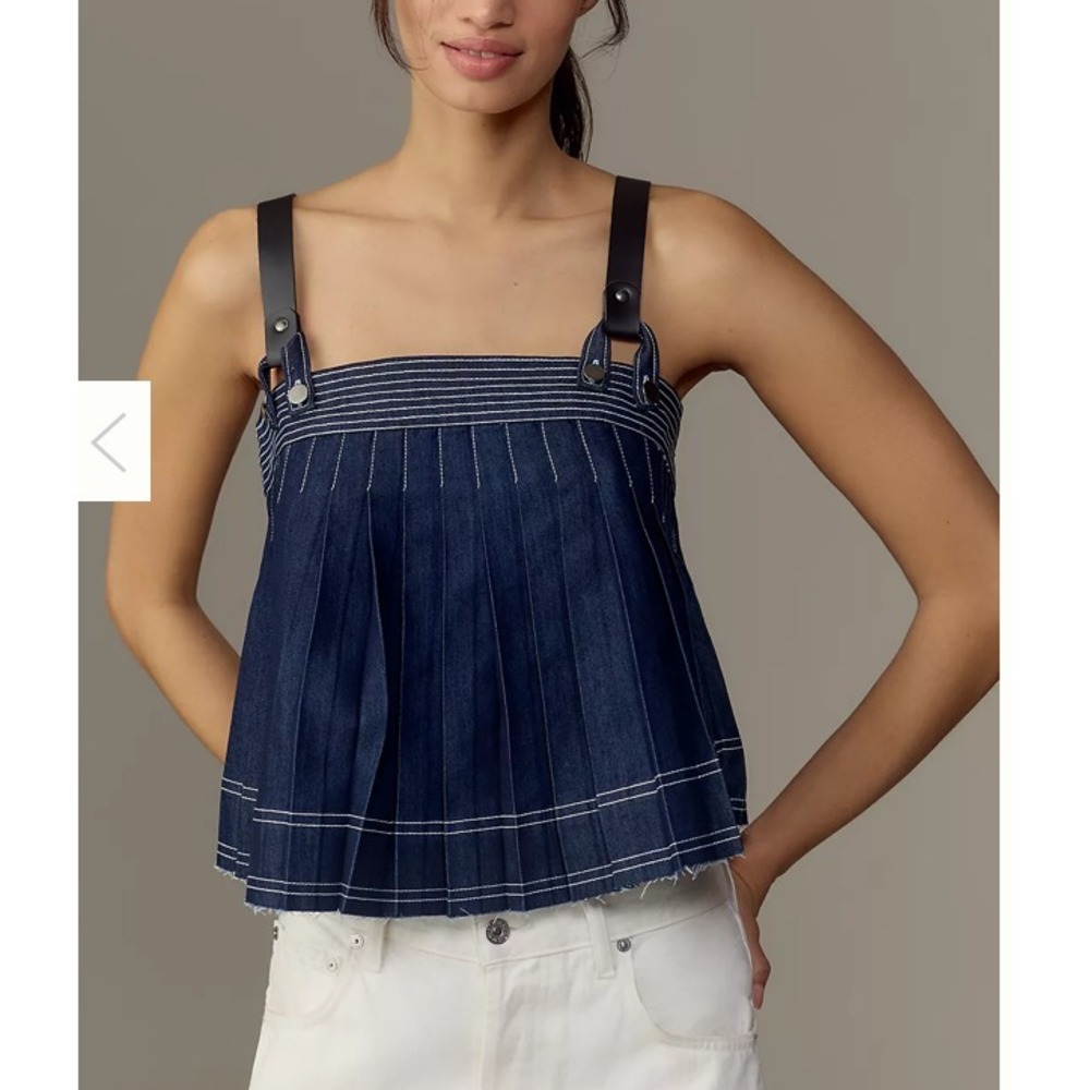 Anthropologie Pilcro Harness Denim Blouse Strap Top Womens Mideum Sleeveless Y2K